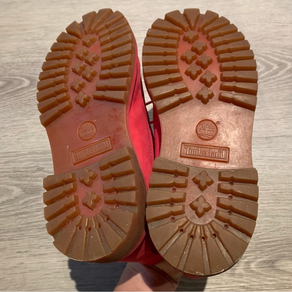 Timberland Youth Pink Red Rose Lace Up Waterproof Boots Size 1 - Picture 8 of 11